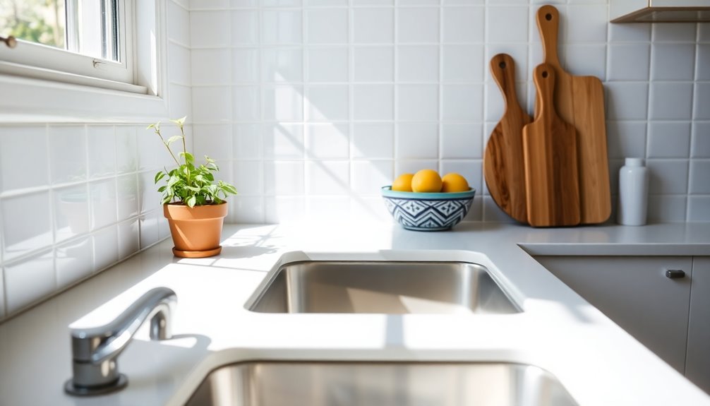 clear kitchen surfaces regularly