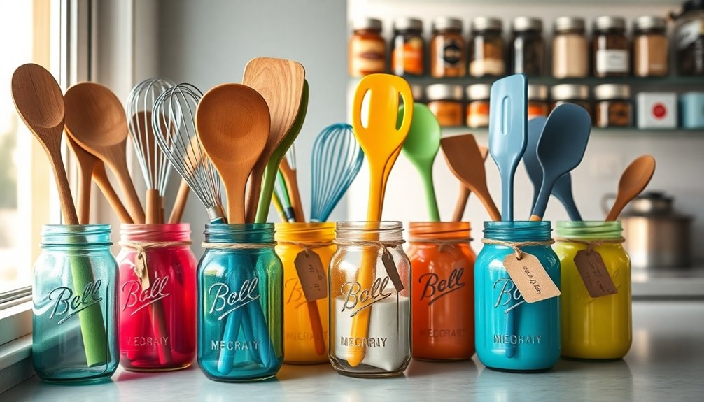 mason jars for utensils